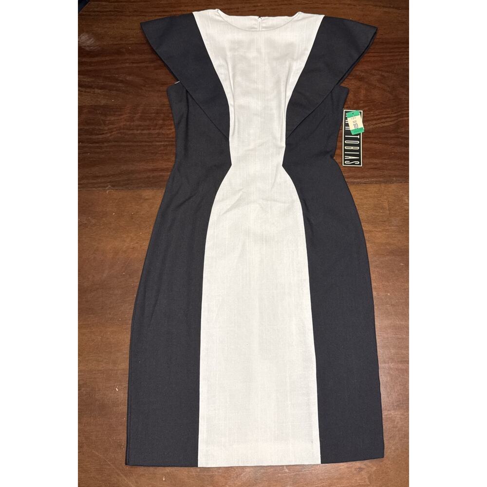 Vintage NWT Midi Black and White Color Block Sheath Dress Sz 10